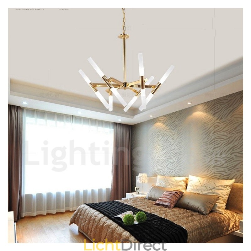 Moderne eigentijdse 2-laags 12-lichts gouden kroonluchterlamp