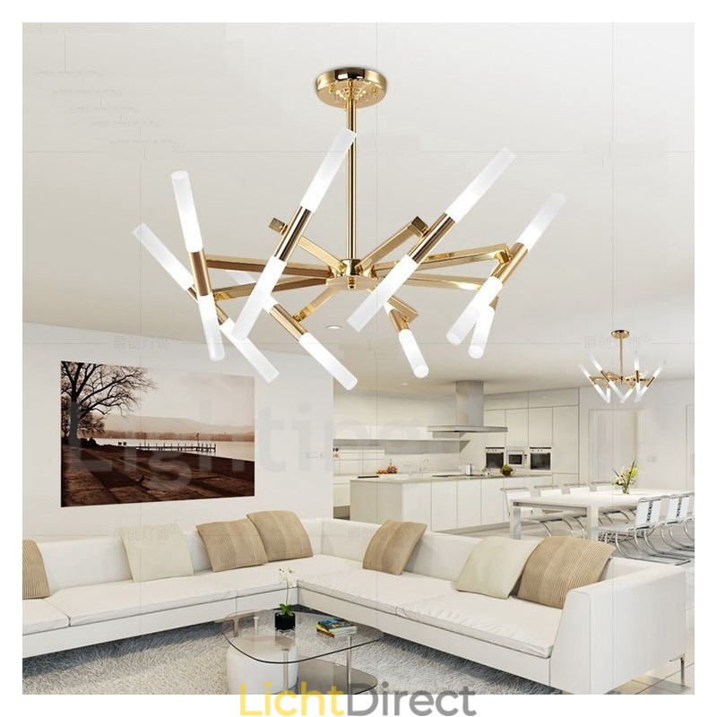 Moderne eigentijdse 2-laags 16-lichts gouden kroonluchterlamp