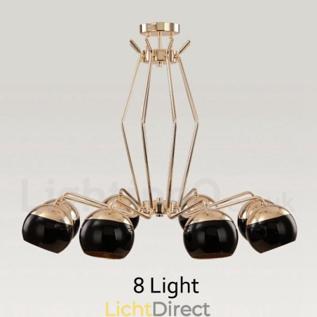 8-lichts enkellaags moderne, eigentijdse metalen kroonluchterlamp met glazen kap 8-lichts enkellaags moderne, eigentijdse metalen kroonluchterlamp met glazen kap