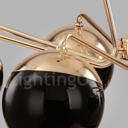 8-lichts enkellaags moderne, eigentijdse metalen kroonluchterlamp met glazen kap