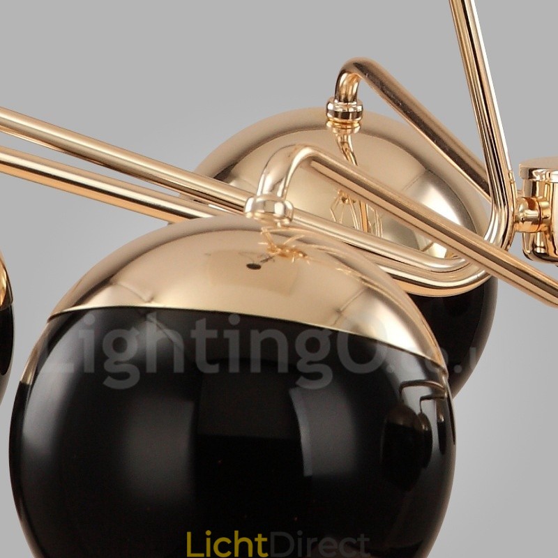8-lichts enkellaags moderne, eigentijdse metalen kroonluchterlamp met glazen kap