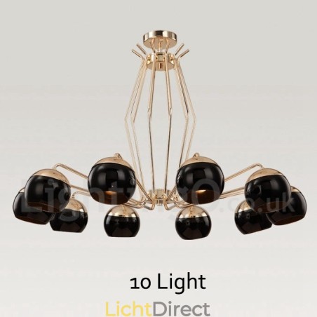 10-lichts enkellaags moderne, eigentijdse metalen kroonluchterlamp met glazen kap 10-lichts enkellaags moderne, eigentijdse metalen kroonluchterlamp met glazen kap