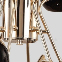 16-lichts 2-laags moderne, eigentijdse metalen kroonluchterlamp met glazen kap