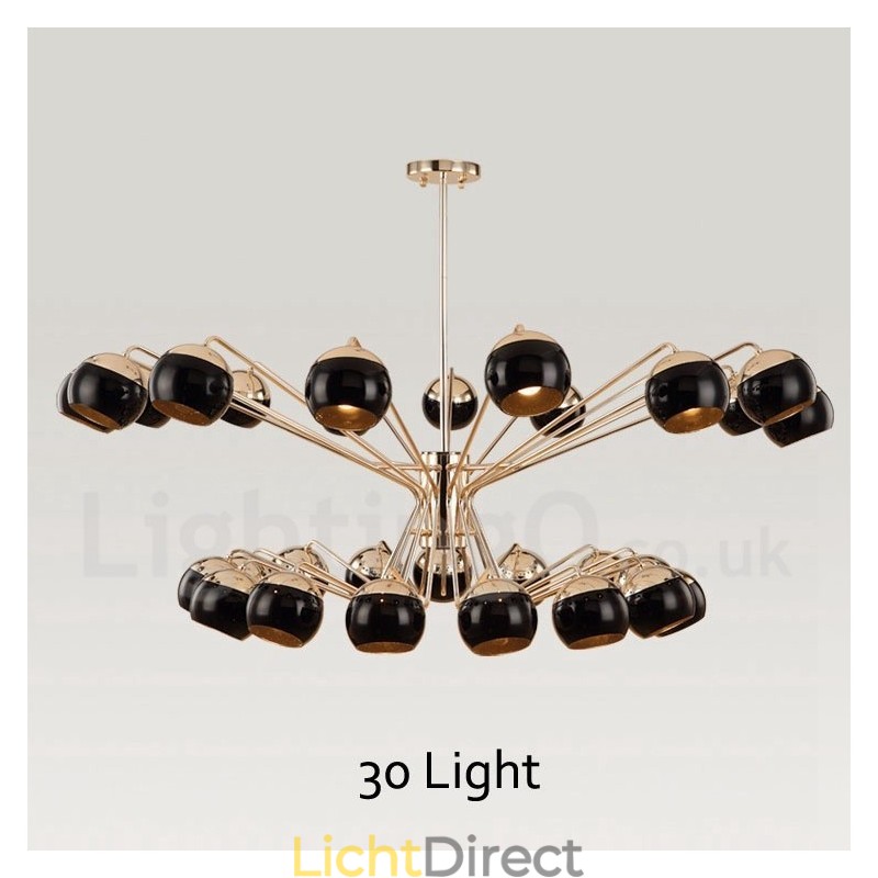 30 Licht 2-laags moderne, eigentijdse metalen kroonluchterlamp met glazen kap