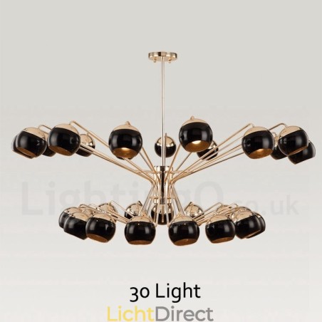 30 Licht 2-laags moderne, eigentijdse metalen kroonluchterlamp met glazen kap 30 Licht 2-laags moderne, eigentijdse metalen kroonluchterlamp met glazen kap