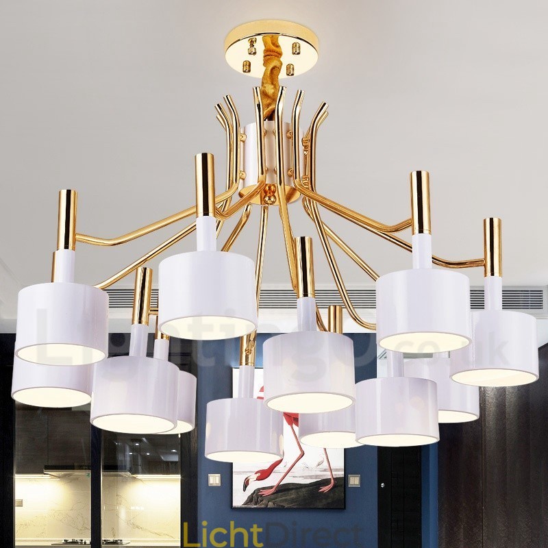 Moderne eigentijdse 12-lichts 2-laags kroonluchterlamp