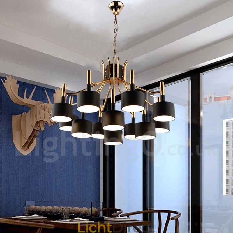 Moderne eigentijdse 12-lichts 2-laags kroonluchterlamp