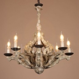 8 Licht Vintage Retro Houten Kroonluchter Lamp Licht