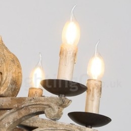 8 Licht Vintage Retro Houten Kroonluchter Lamp Licht