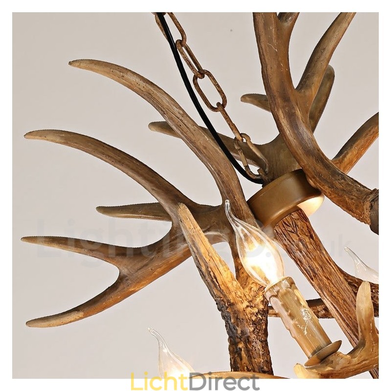 Vintage landelijke kroonluchter met 12 lampen