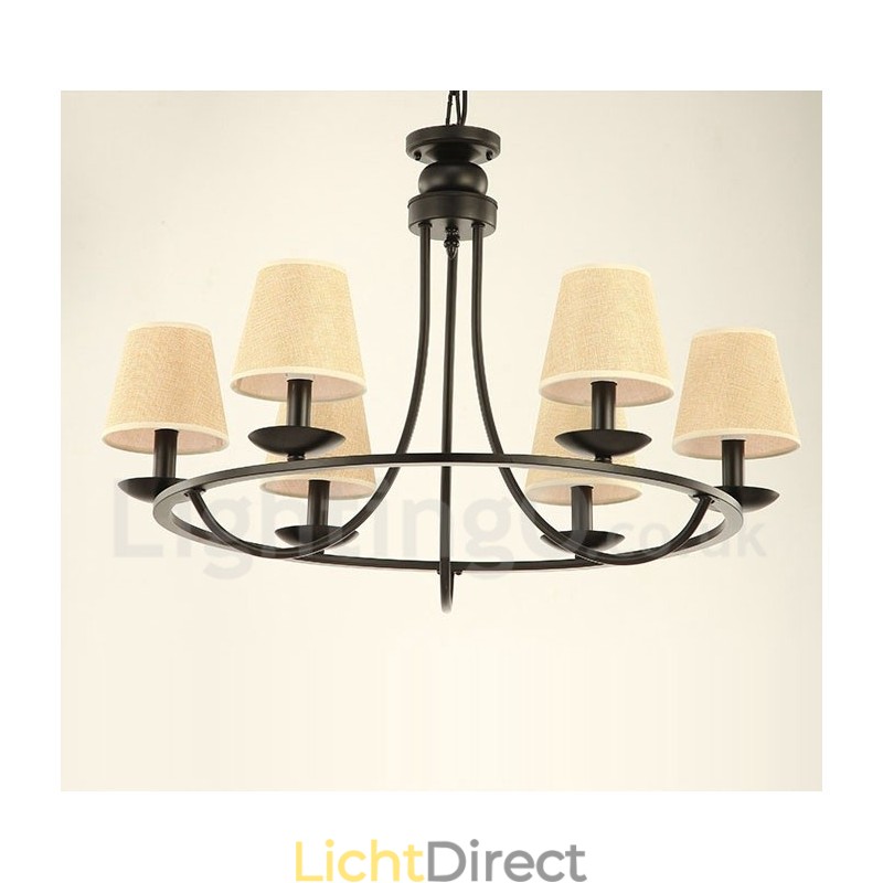 Landelijke Retro 6-lichts kroonluchterlamp met één laag