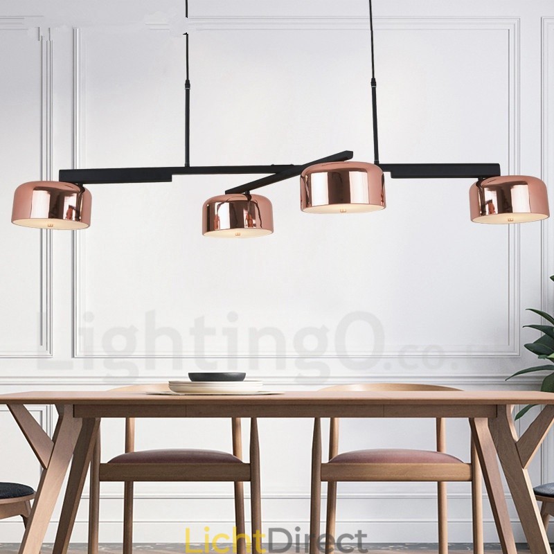 4-lichts enkellaags moderne, eigentijdse, draaibare kroonluchterlamp