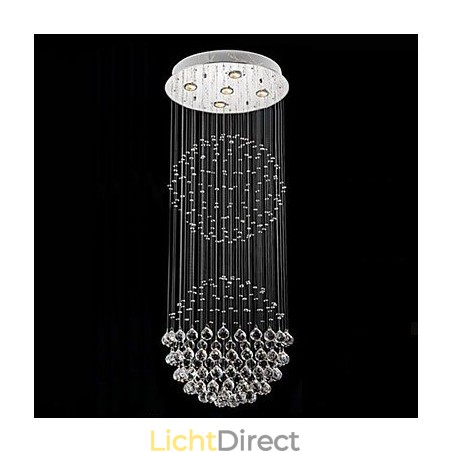 Hanglamp Moderne Kristallen Kroonluchter 5 Lampen Zilveren Baldakijn Helder Kristallen Bol Plafondlampen Armaturen
