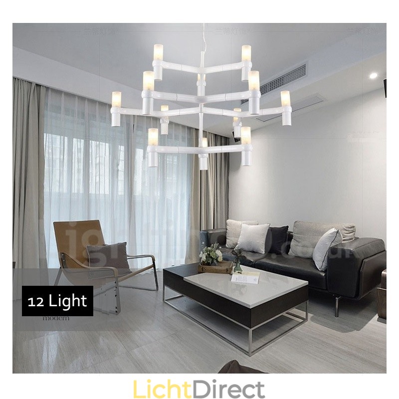 12 Licht 3-laags moderne eigentijdse kroonluchterlamp