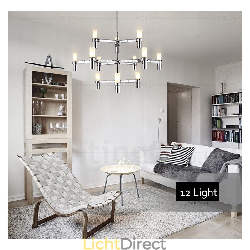 12 Licht 3-laags moderne eigentijdse kroonluchterlamp
