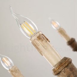 Land Vintage Houten 6 Lichts Kroonluchter Licht