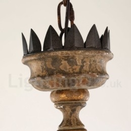 Land Vintage Houten 6 Lichts Kroonluchter Licht