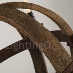 Land Vintage Houten 6 Lichts Kroonluchter Lamp Licht