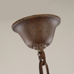 Landelijke houten vintage 6-lichts kroonluchter met enkele laag, houten lamp