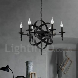Retro Vintage Metalen 6 Lichts Enkelvoudige Kroonluchterlamp