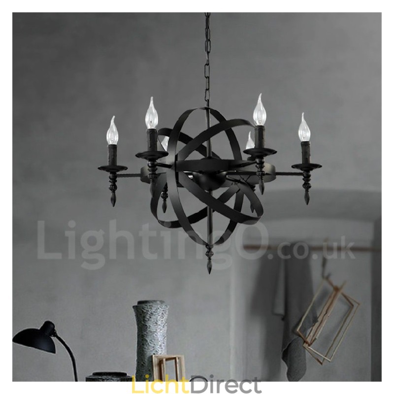 Retro Vintage Metalen 6 Lichts Enkelvoudige Kroonluchterlamp