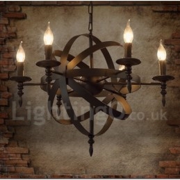 Retro Vintage Metalen 6 Lichts Enkelvoudige Kroonluchterlamp