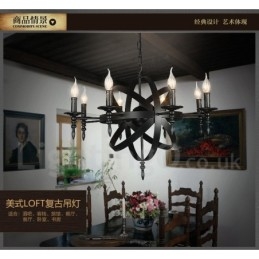 Retro Vintage Metalen 6 Lichts Enkelvoudige Kroonluchterlamp