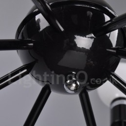 Zwarte retro vintage metalen kroonluchter met 8 lampen en één laag
