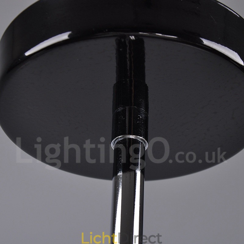 Zwarte retro vintage metalen kroonluchter met 8 lampen en één laag