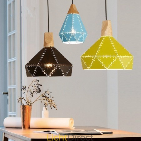 Houten 1-lichts moderne, eigentijdse metalen hanglamp Houten 1-lichts moderne, eigentijdse metalen hanglamp