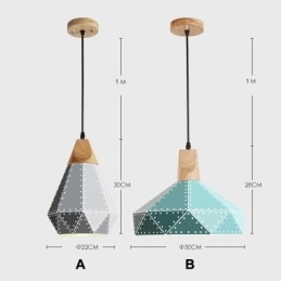 Houten 1-lichts moderne, eigentijdse metalen hanglamp