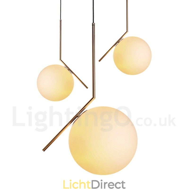 1-lichts moderne, eigentijdse hanglamp met glazen kap