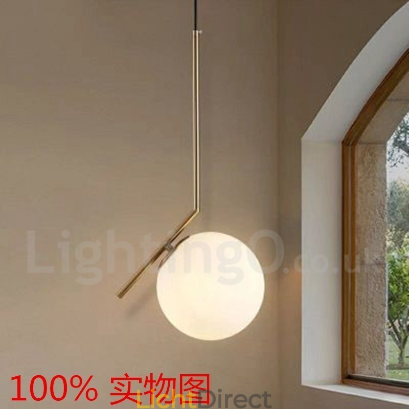 1-lichts moderne, eigentijdse hanglamp met glazen kap