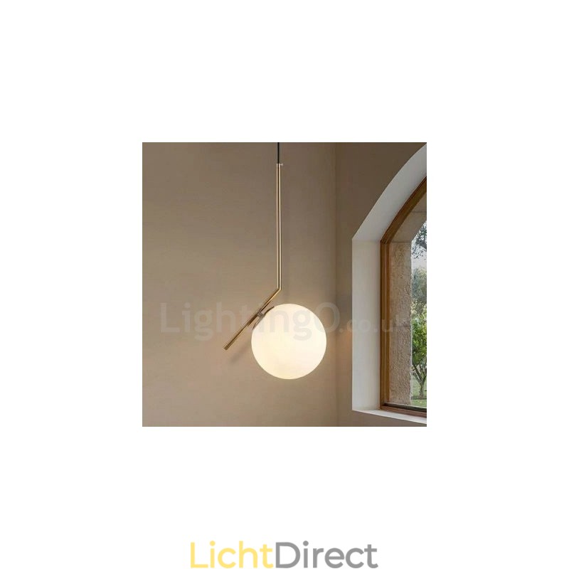 1-lichts moderne, eigentijdse hanglamp met glazen kap