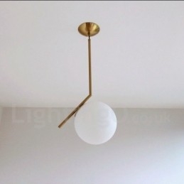 1-lichts moderne, eigentijdse hanglamp met glazen kap