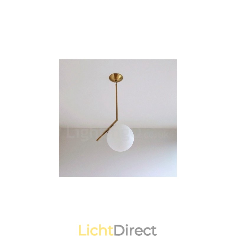 1-lichts moderne, eigentijdse hanglamp met glazen kap