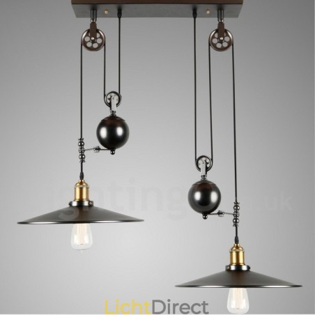 2-lichts landelijke vintage metalen hanglamp