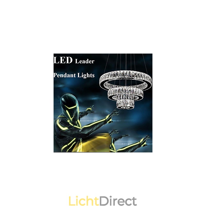 Kristallen kroonluchterlampen moderne verlichting drie ringen D305070 K9 grote kristallen plafondlampen