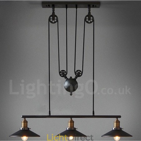 3-lichts landelijke vintage metalen hanglamp