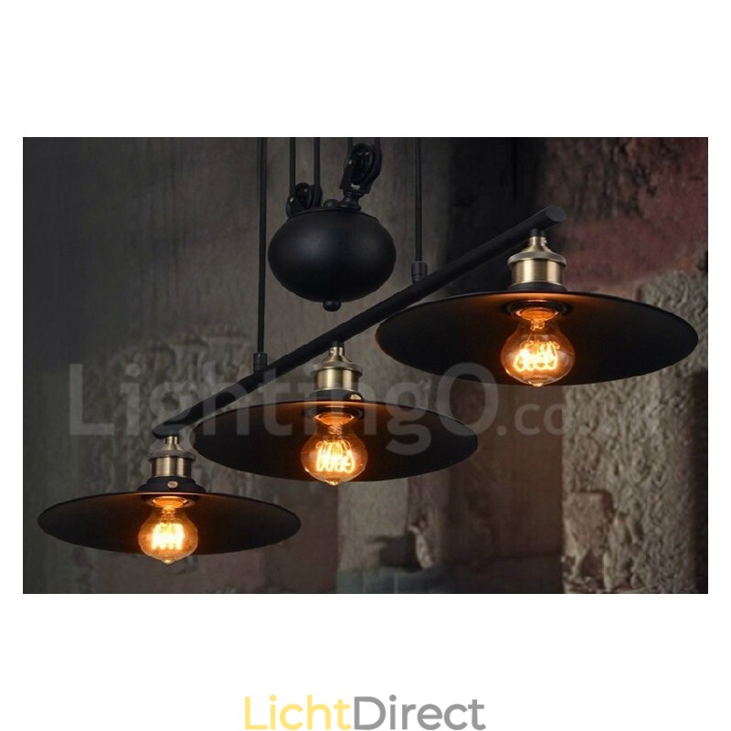 3-lichts landelijke vintage metalen hanglamp