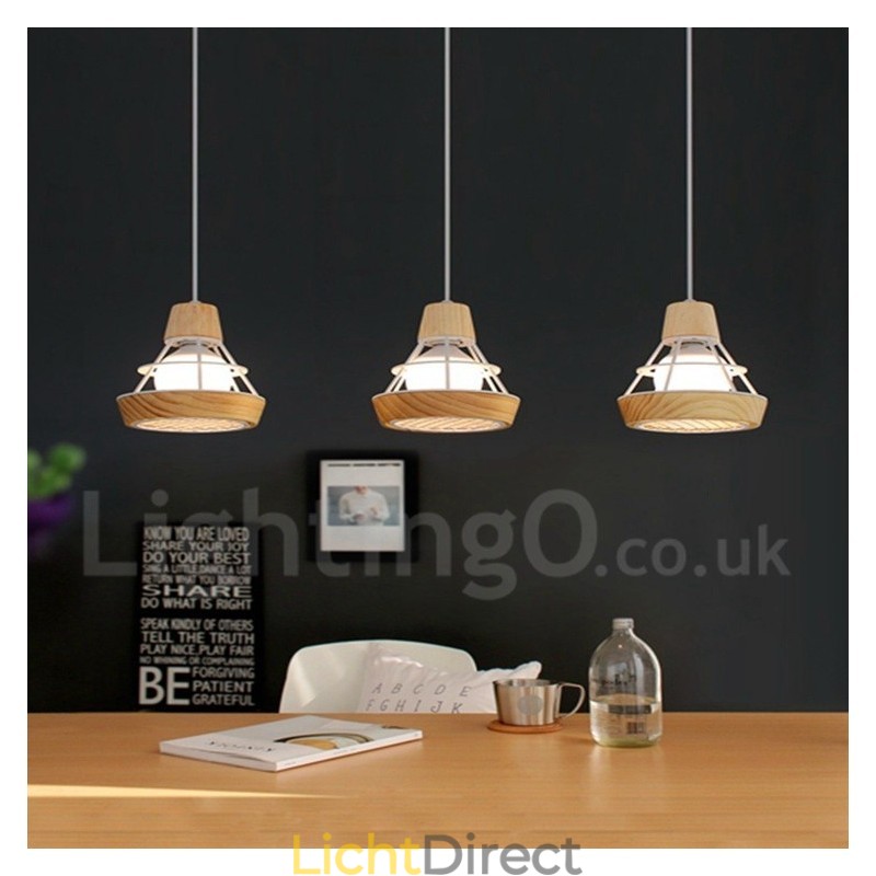 Eetkamer metalen houten hanglamp