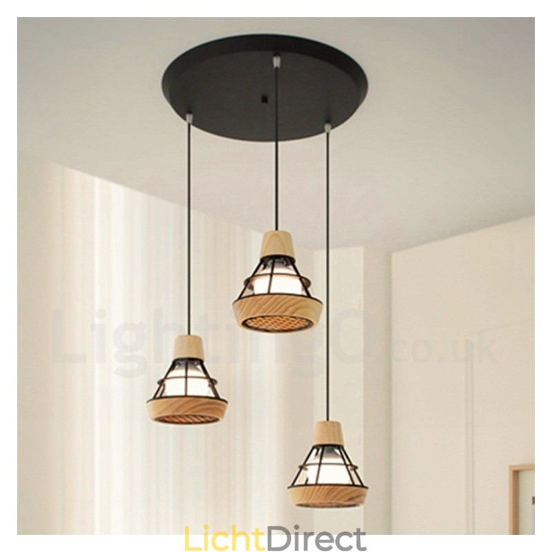 Eetkamer metalen houten hanglamp