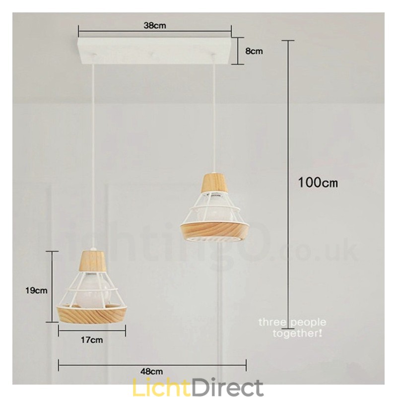 Eetkamer metalen houten hanglamp