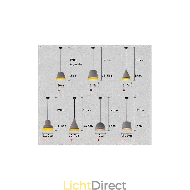 1-lichts vintage betonnen hanglamp