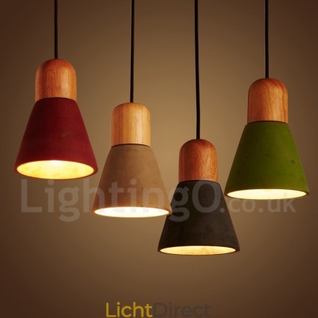 Moderne, eigentijdse houten, veelkleurige betonnen hanglamp Moderne, eigentijdse houten, veelkleurige betonnen hanglamp