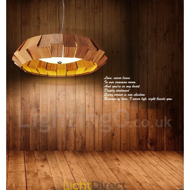Moderne, eigentijdse houten hanglamp