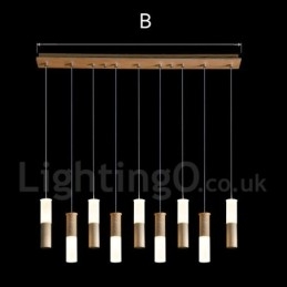 Moderne, eigentijdse 9-lichts houten hanglamp