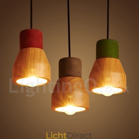 Vintage houten betonnen hanglamp Vintage houten betonnen hanglamp