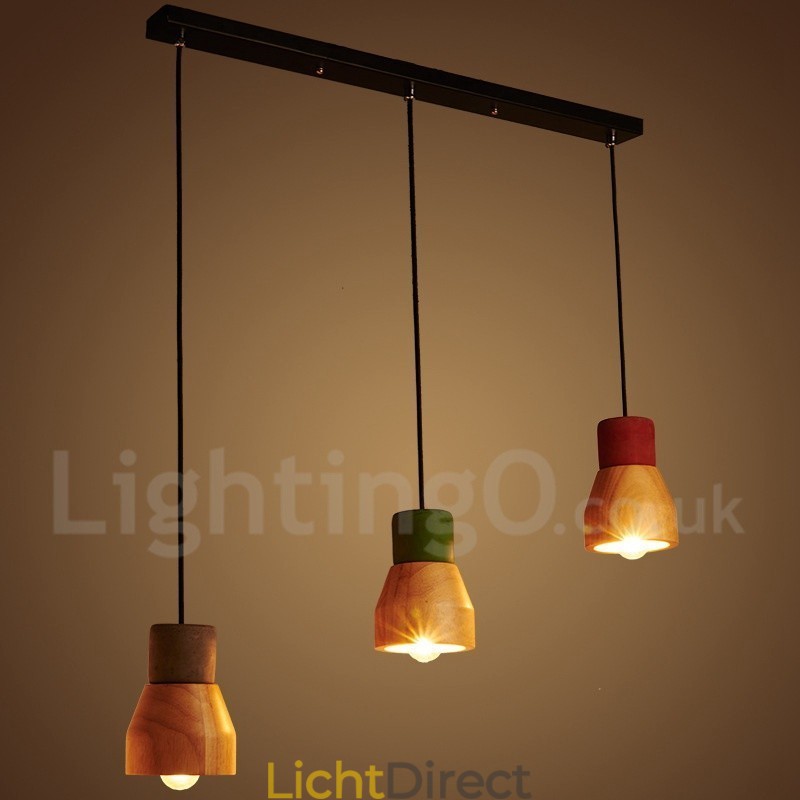 Vintage houten betonnen hanglamp