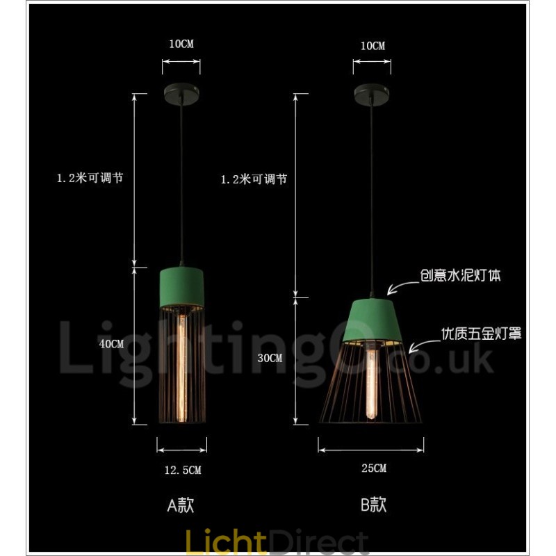1 Licht Metalen Beton Hanglamp